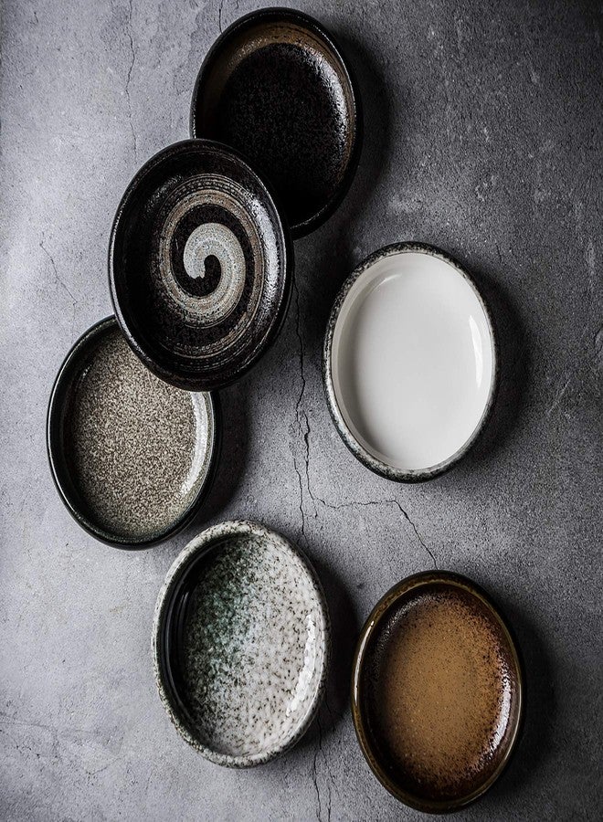 Uaral أطباق سلطة ومقبلات من الخزف الحجري، طقم أطباق يابانية مكون من 4 قطع، 5.5 بوصة 14 أونصة (أخضر زمردي) - Image 4